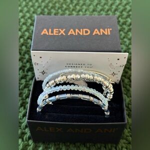 Alex and Ani North Pole Elf Beaded Expandable Silver Bangle 5 Pc